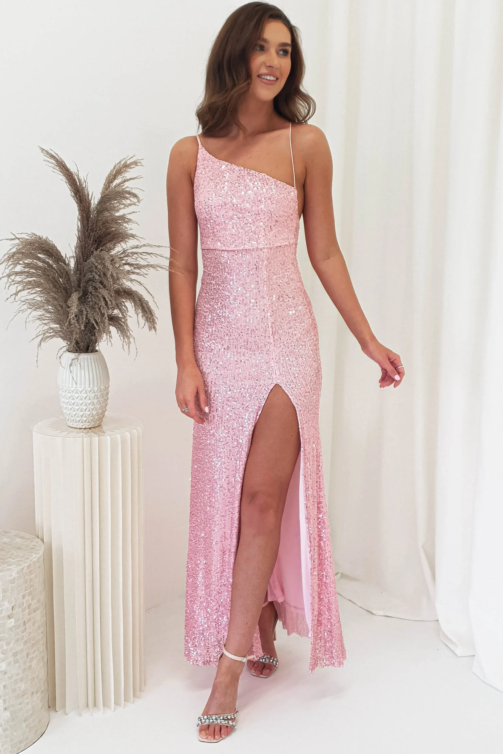 Sale Abella Sequin Maxi Gown | Baby Pink Lange Kleider|Maxikleider