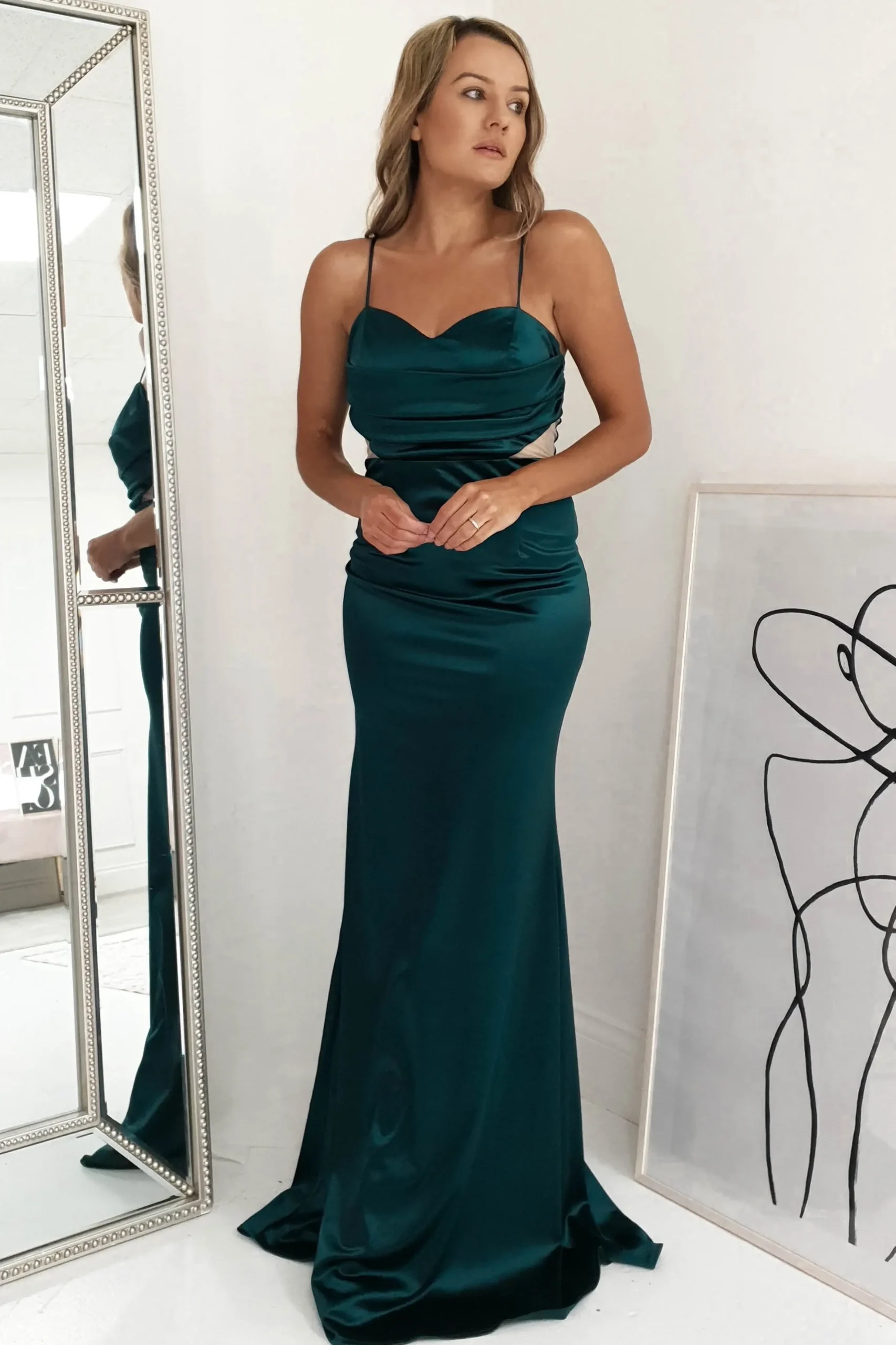 Sale Addison Satin Gown | Emerald Green Lange Kleider|Maxikleider
