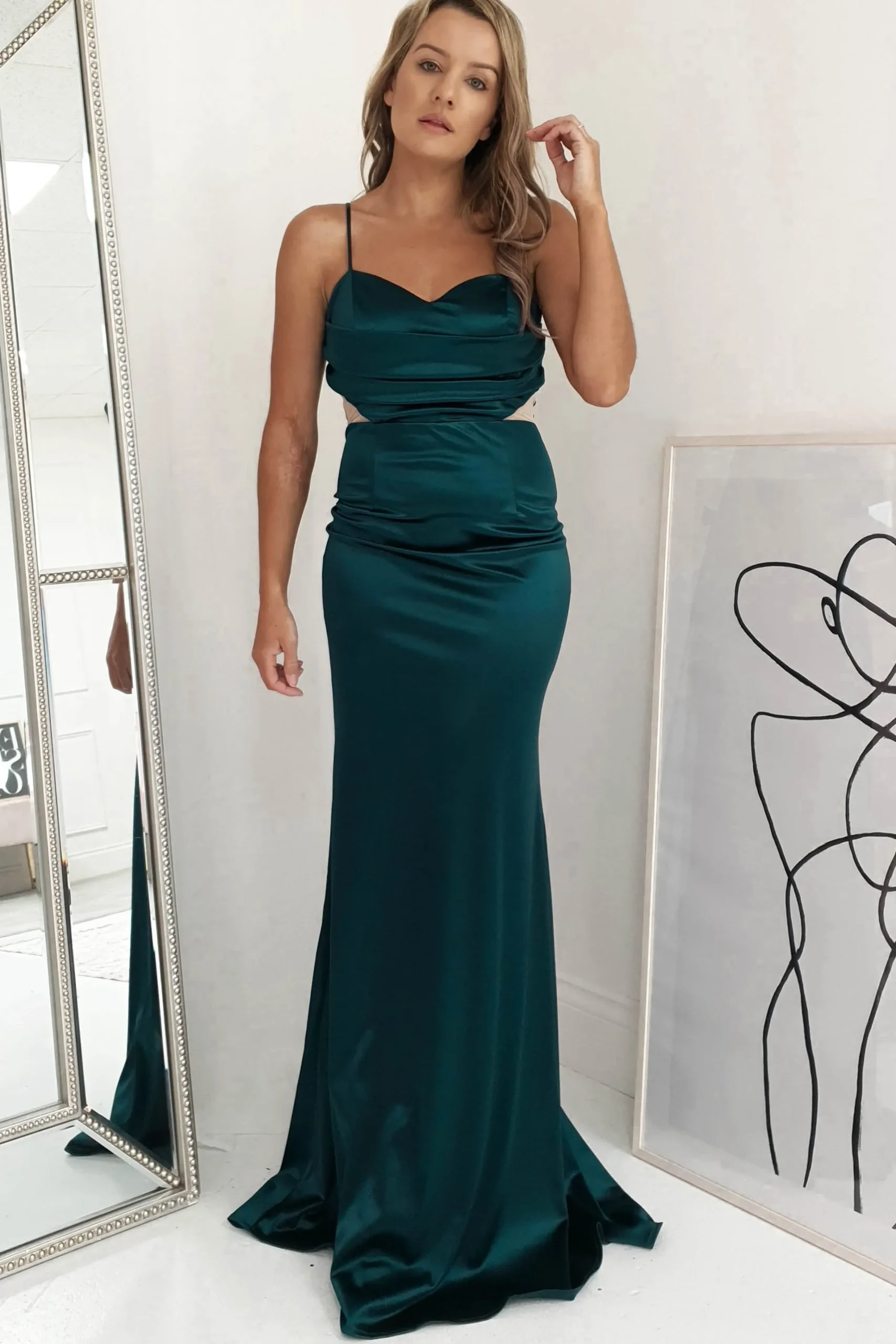 Sale Addison Satin Gown | Emerald Green Lange Kleider|Maxikleider