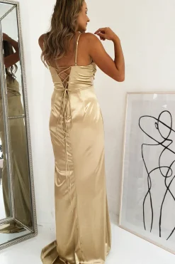 Discount Addison Satin Gown | Gold Lange Kleider|Maxikleider