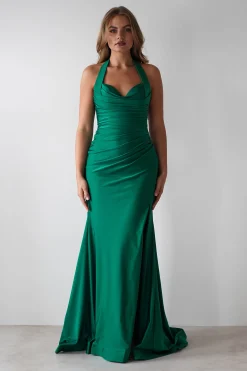 Fashion Adele Stretchy Halterneck Gown | Green Kleider Für Besondere Anlässe|Sommerkleider