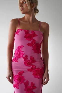Discount Adora Floral Mesh Maxi Dress | Pink Lange Kleider|Maxikleider