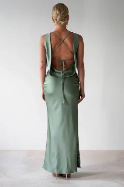 Outlet Alanna Soft Matte Satin Maxi Dress | Olive Lange Kleider|Maxikleider