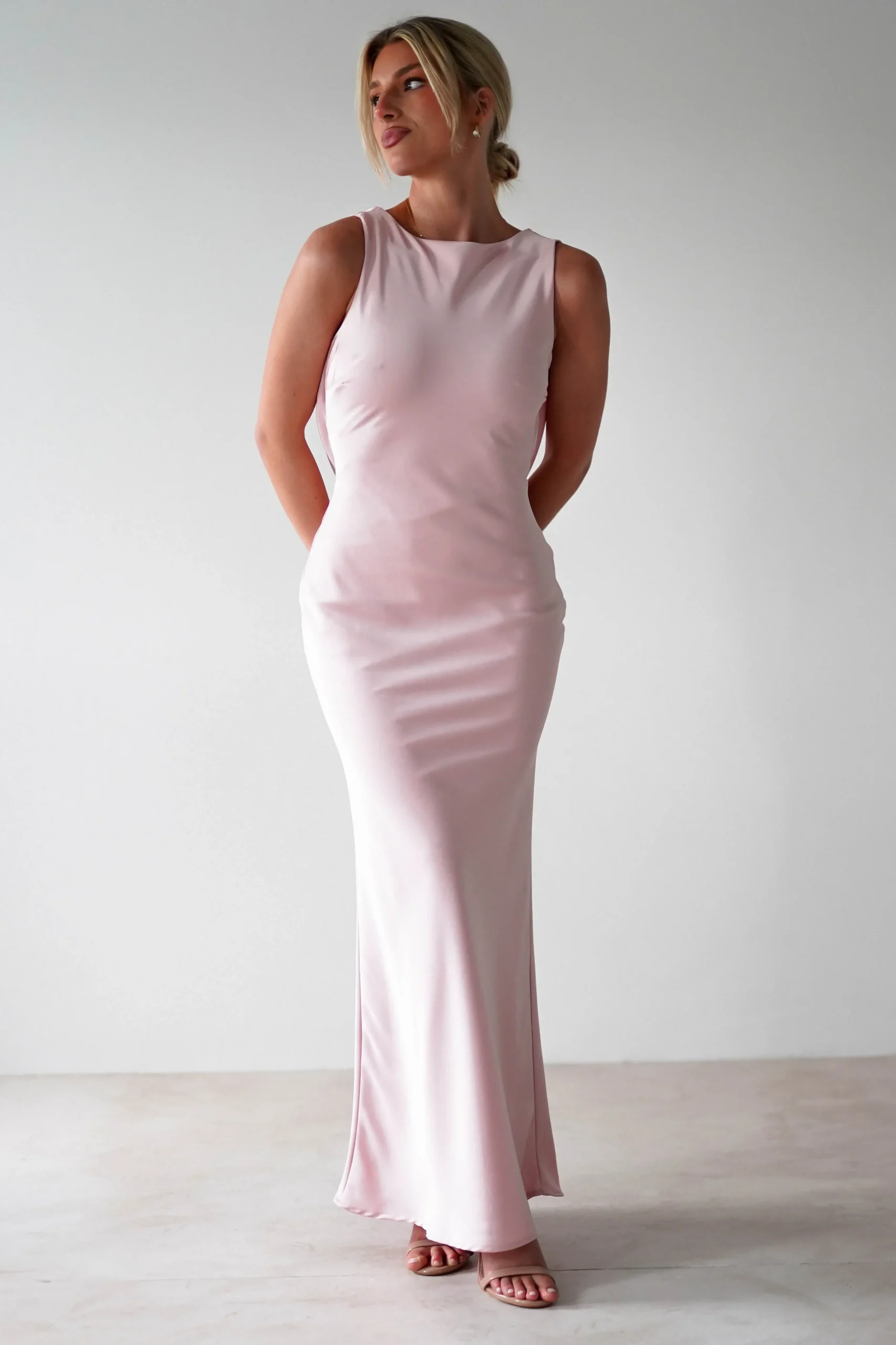 Fashion Alanna Soft Matte Satin Maxi Dress | Blush Pink Lange Kleider|Maxikleider