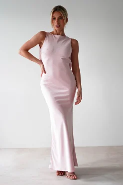 Fashion Alanna Soft Matte Satin Maxi Dress | Blush Pink Lange Kleider|Maxikleider