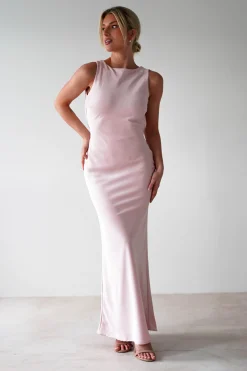 Fashion Alanna Soft Matte Satin Maxi Dress | Blush Pink Lange Kleider|Maxikleider