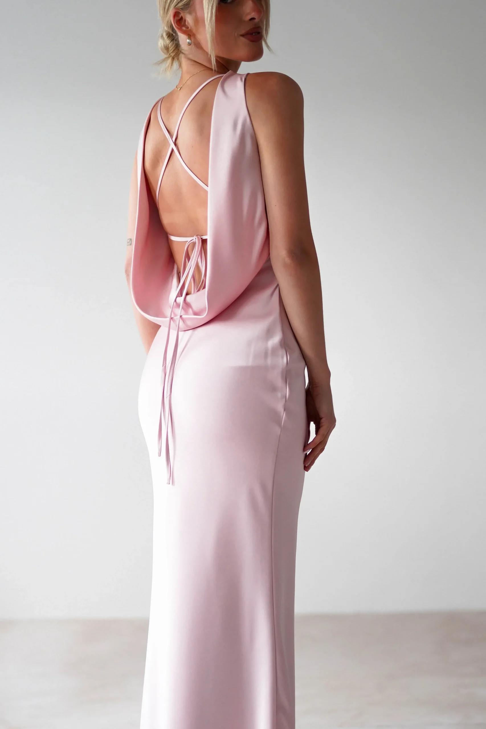 Fashion Alanna Soft Matte Satin Maxi Dress | Blush Pink Lange Kleider|Maxikleider