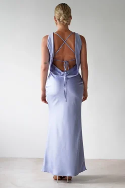 New Alanna Soft Matte Satin Maxi Dress | Periwinkle Blue Lange Kleider|Maxikleider