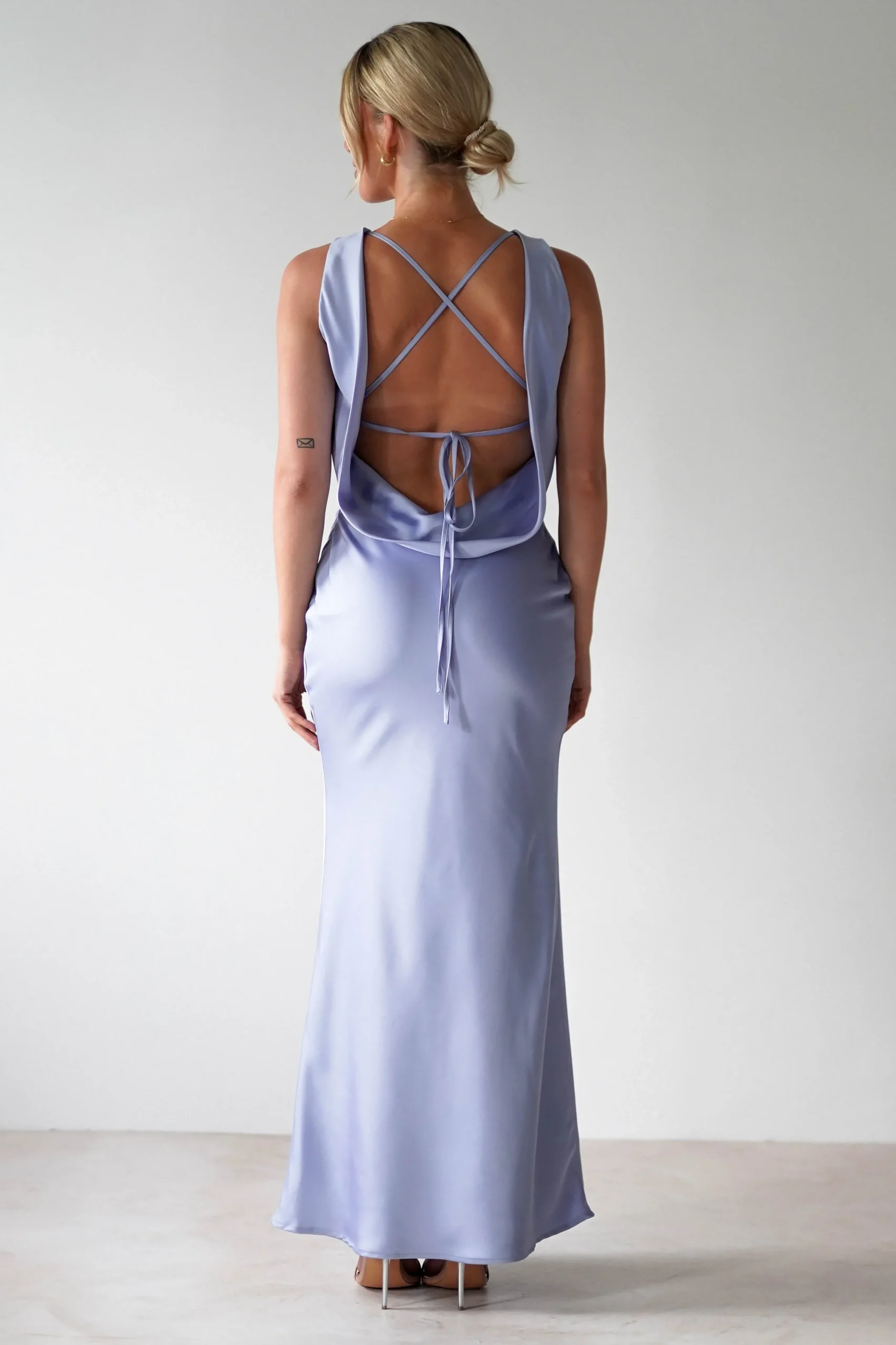 New Alanna Soft Matte Satin Maxi Dress | Periwinkle Blue Lange Kleider|Maxikleider