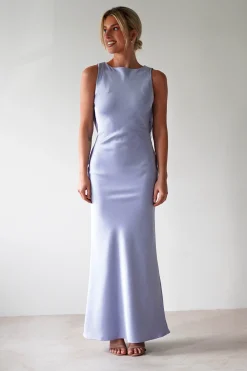 New Alanna Soft Matte Satin Maxi Dress | Periwinkle Blue Lange Kleider|Maxikleider