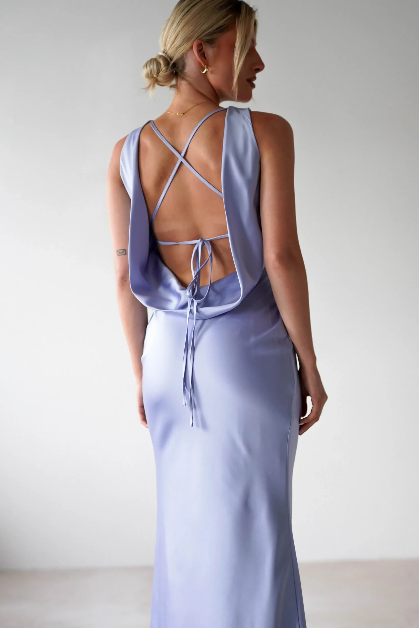 New Alanna Soft Matte Satin Maxi Dress | Periwinkle Blue Lange Kleider|Maxikleider