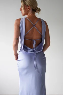New Alanna Soft Matte Satin Maxi Dress | Periwinkle Blue Lange Kleider|Maxikleider