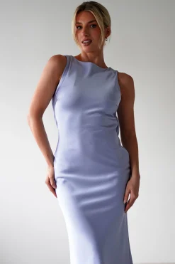 New Alanna Soft Matte Satin Maxi Dress | Periwinkle Blue Lange Kleider|Maxikleider