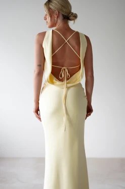 Sale Alanna Soft Matte Satin Maxi Dress | Yellow Lange Kleider|Maxikleider