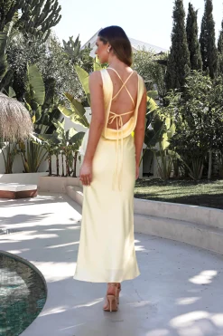 Sale Alanna Soft Matte Satin Maxi Dress | Yellow Lange Kleider|Maxikleider