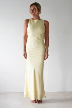 Sale Alanna Soft Matte Satin Maxi Dress | Yellow Lange Kleider|Maxikleider