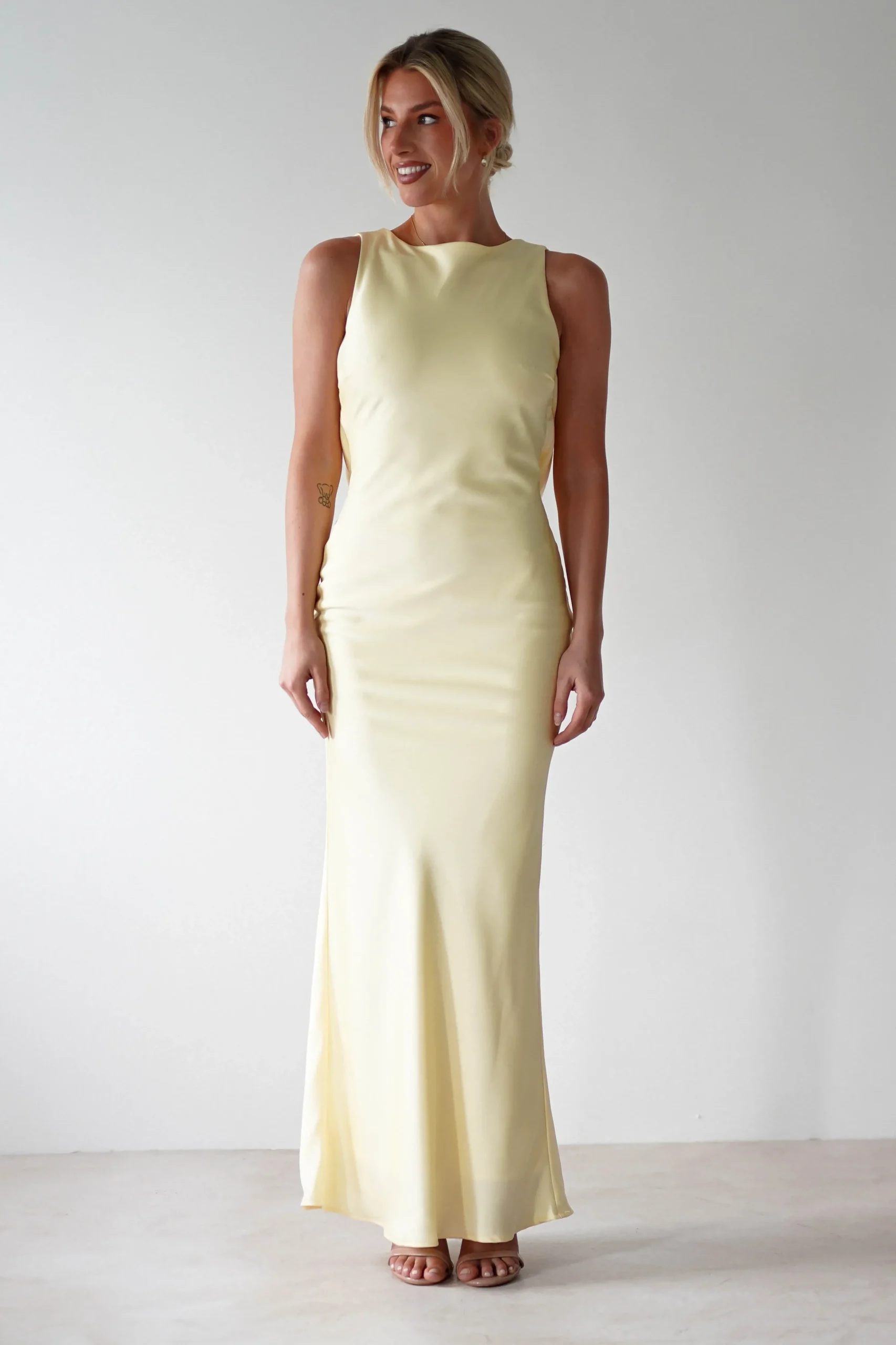 Sale Alanna Soft Matte Satin Maxi Dress | Yellow Lange Kleider|Maxikleider