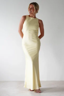 Sale Alanna Soft Matte Satin Maxi Dress | Yellow Lange Kleider|Maxikleider