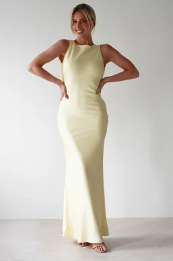 Sale Alanna Soft Matte Satin Maxi Dress | Yellow Lange Kleider|Maxikleider