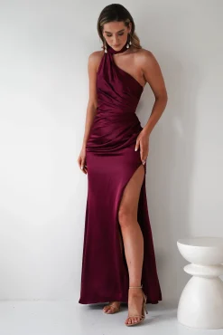 New Aletta Soft Satin Maxi Gown | Dark Wine Lange Kleider|Maxikleider