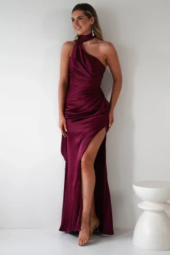 New Aletta Soft Satin Maxi Gown | Dark Wine Lange Kleider|Maxikleider
