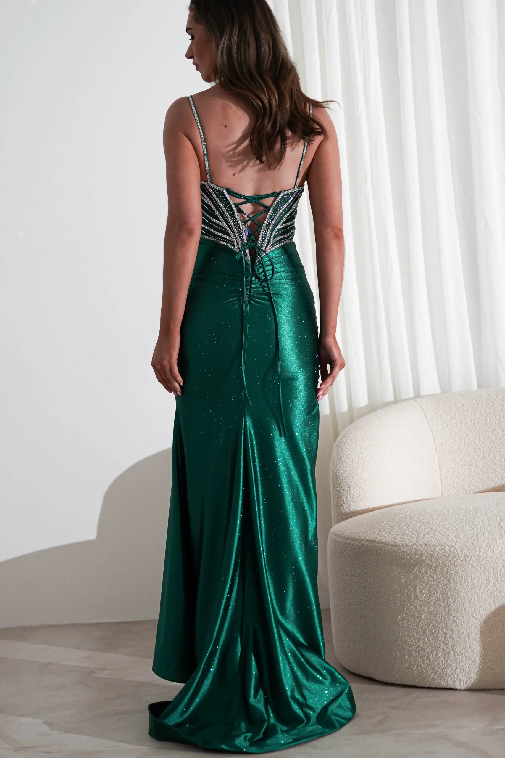 Fashion Alexis Glitter Shimmer Gown | Emerald Green Sommerkleider|Sommerkleider