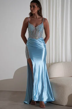 Fashion Alexis Glitter Shimmer Gown | Light Blue Sommerkleider|Sommerkleider