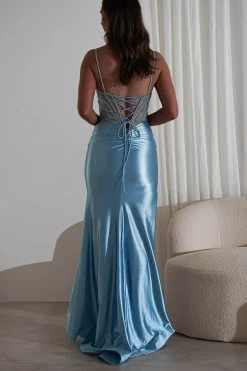 Fashion Alexis Glitter Shimmer Gown | Light Blue Sommerkleider|Sommerkleider