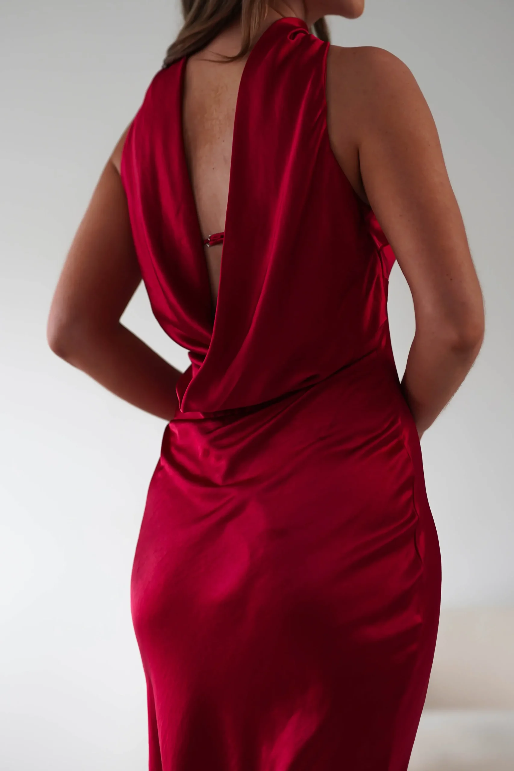 New Alice Soft Satin Maxi Dress | Dark Red Lange Kleider|Maxikleider