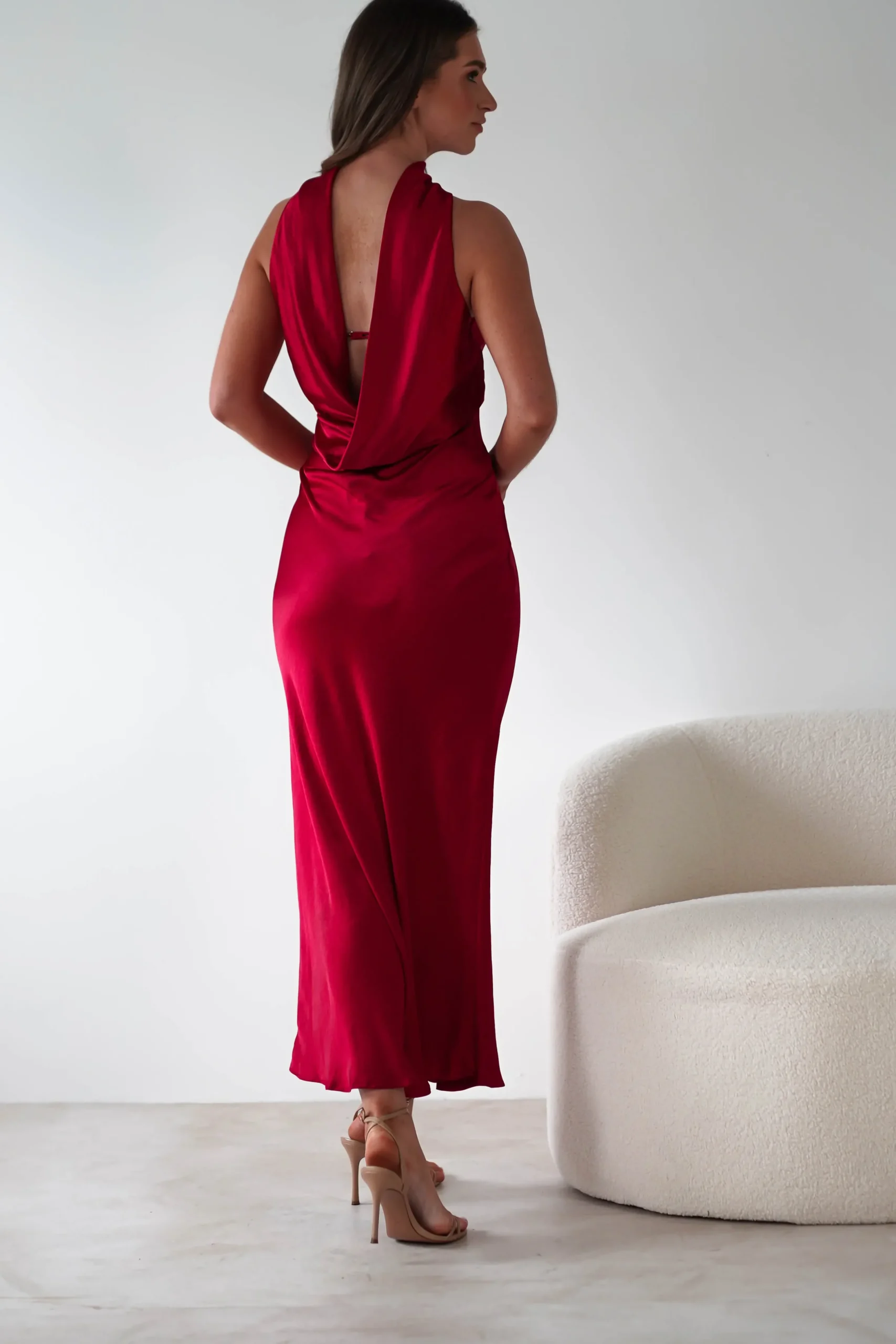 New Alice Soft Satin Maxi Dress | Dark Red Lange Kleider|Maxikleider