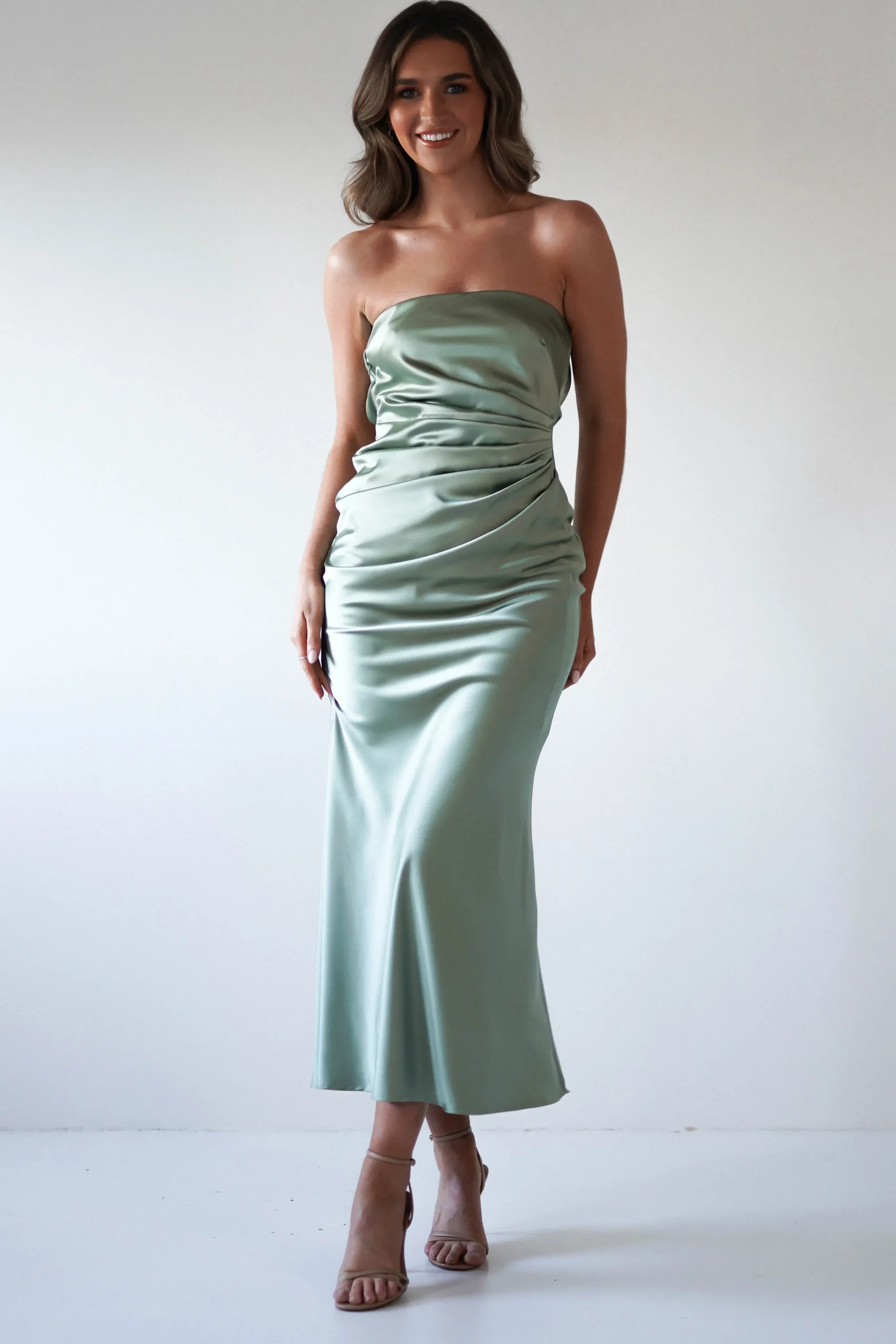 Online Allegra Gathered Midaxi Dress | Sage Lange Kleider|Maxikleider