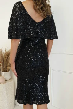 New Alvara Sequin Midi Dress | Black Sommerkleider|Sommerkleider