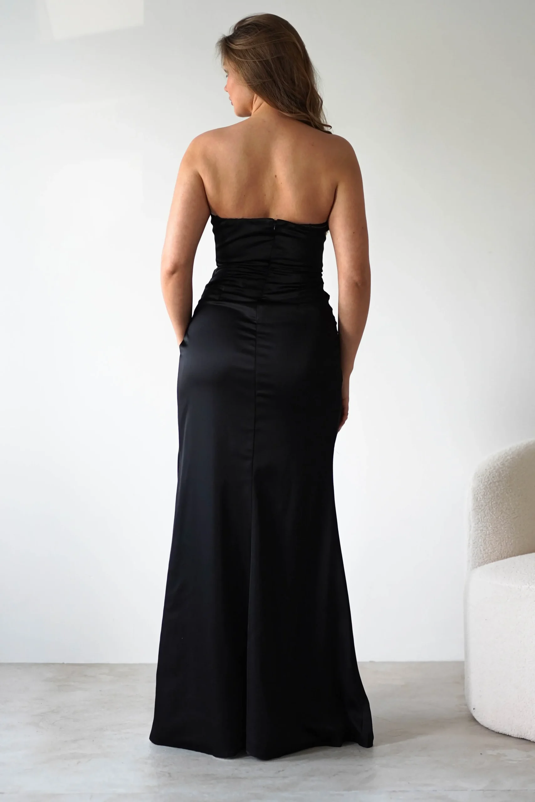 New Alyce Soft Satin Strapless Gown | Black Lange Kleider|Maxikleider