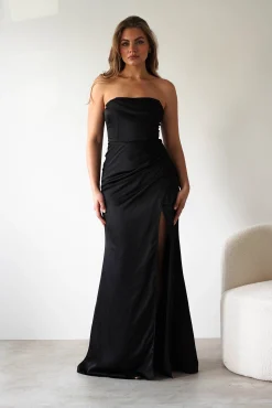 New Alyce Soft Satin Strapless Gown | Black Lange Kleider|Maxikleider
