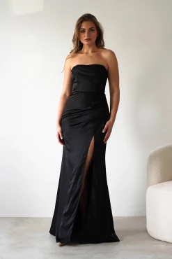 New Alyce Soft Satin Strapless Gown | Black Lange Kleider|Maxikleider