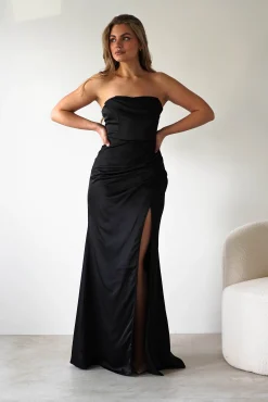 New Alyce Soft Satin Strapless Gown | Black Lange Kleider|Maxikleider