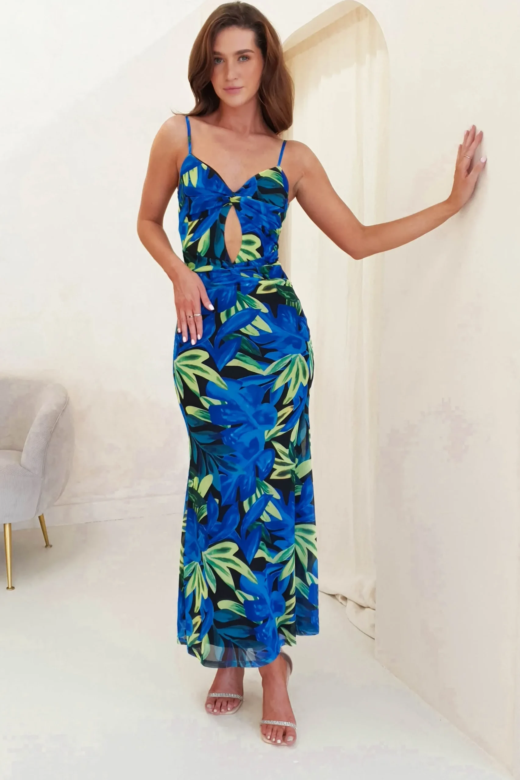 Clearance Amal Printed Bodycon Maxi | Mixed Print Lange Kleider|Maxikleider