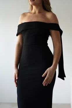 Outlet Amalthea Off the Shoulder Midaxi | Black Lange Kleider|Maxikleider