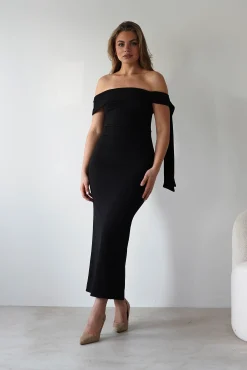 Outlet Amalthea Off the Shoulder Midaxi | Black Lange Kleider|Maxikleider