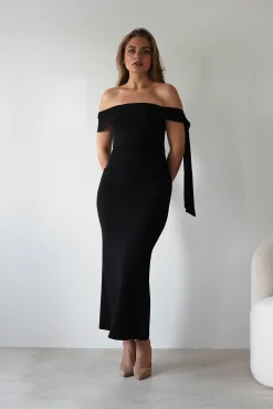Outlet Amalthea Off the Shoulder Midaxi | Black Lange Kleider|Maxikleider