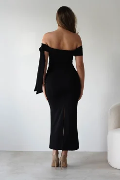 Outlet Amalthea Off the Shoulder Midaxi | Black Lange Kleider|Maxikleider