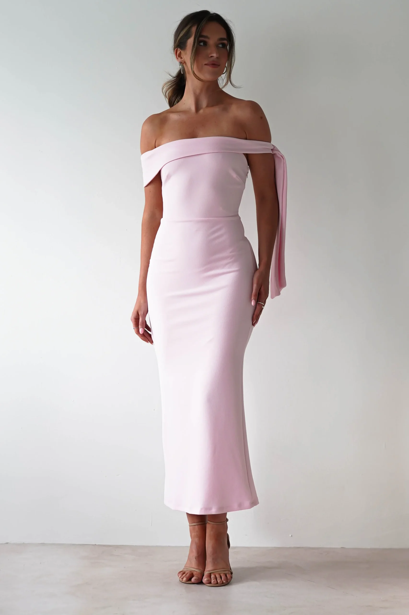 Sale Amalthea Off the Shoulder Midaxi | Pink Lange Kleider|Maxikleider