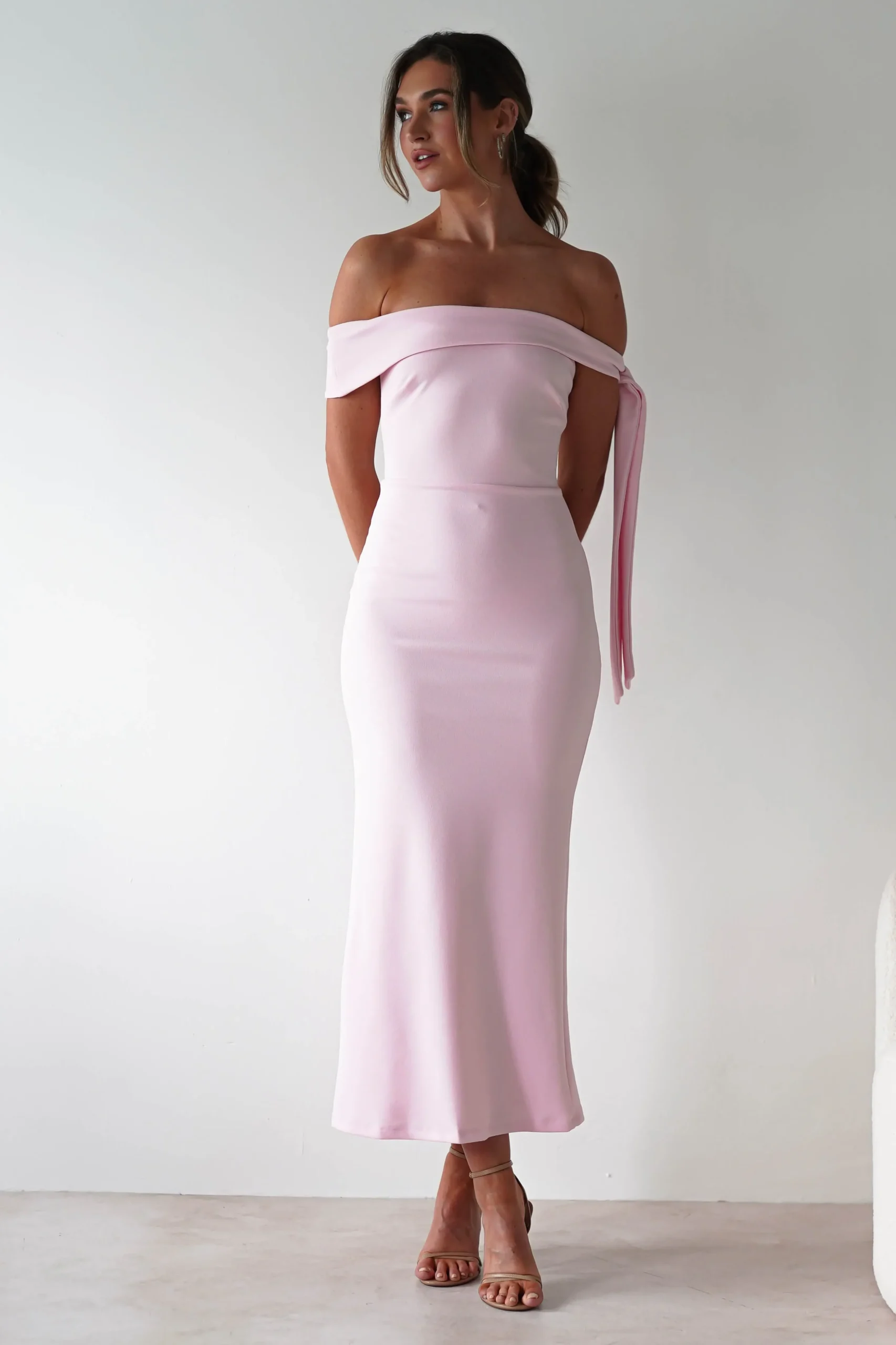 Sale Amalthea Off the Shoulder Midaxi | Pink Lange Kleider|Maxikleider