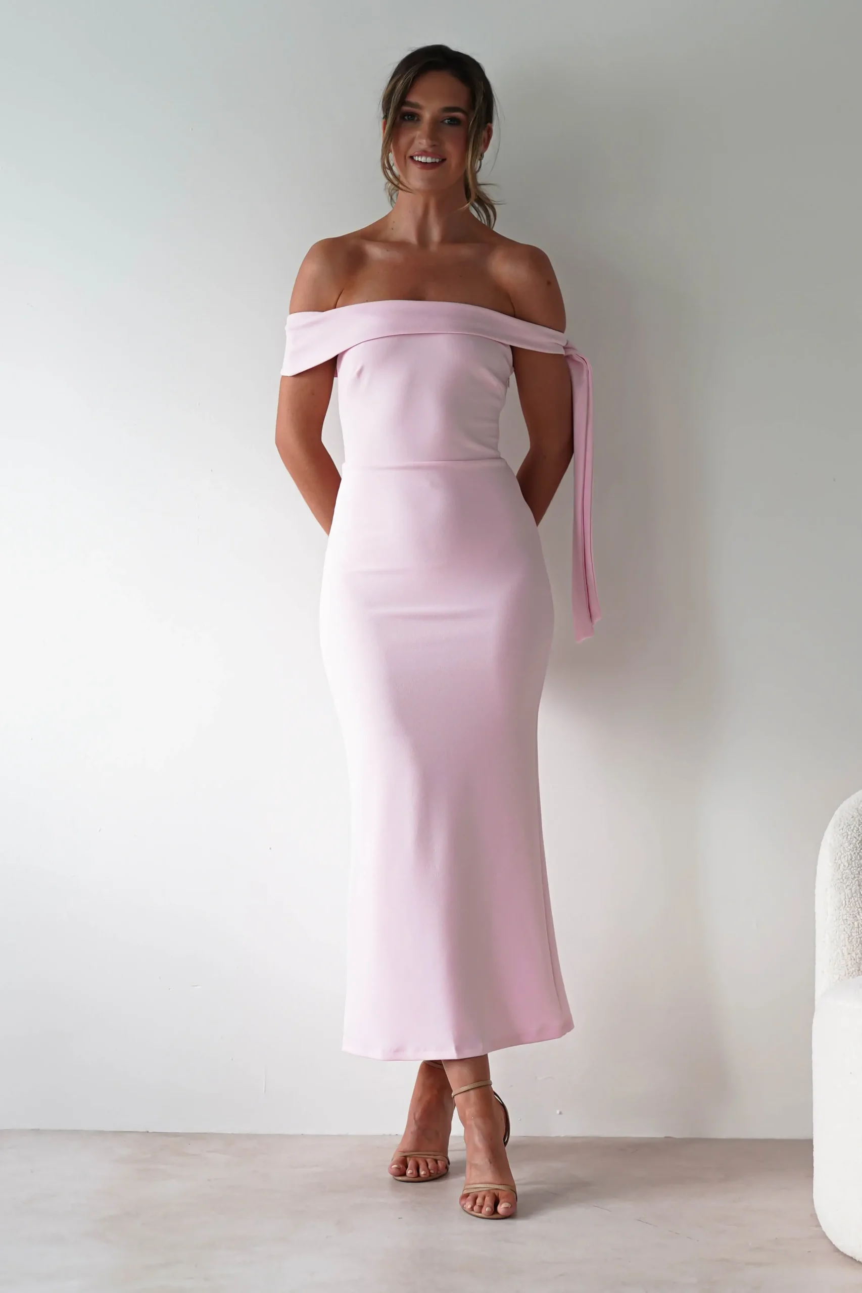 Sale Amalthea Off the Shoulder Midaxi | Pink Lange Kleider|Maxikleider