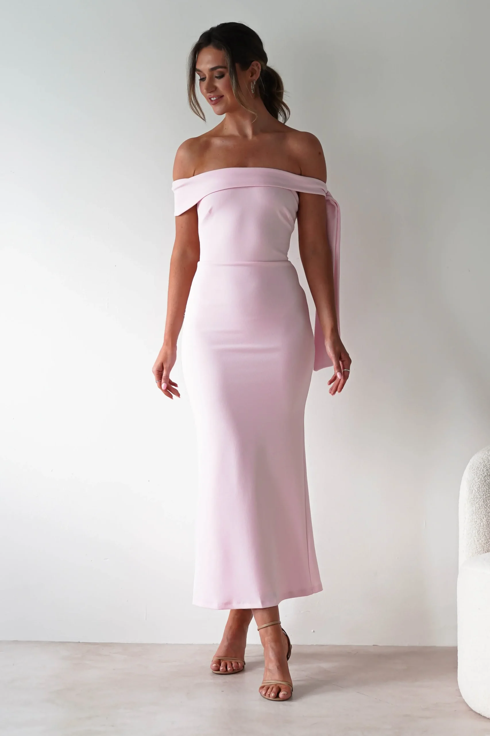 Sale Amalthea Off the Shoulder Midaxi | Pink Lange Kleider|Maxikleider