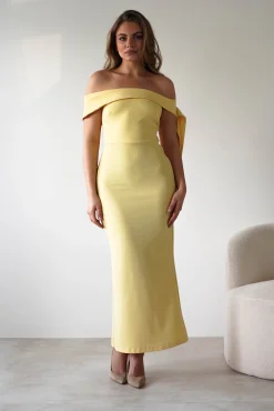 Outlet Amalthea Off the Shoulder Midaxi | Yellow Lange Kleider|Maxikleider