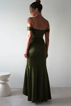 New Amaretta Soft Satin Maxi Dress | Olive Lange Kleider|Maxikleider