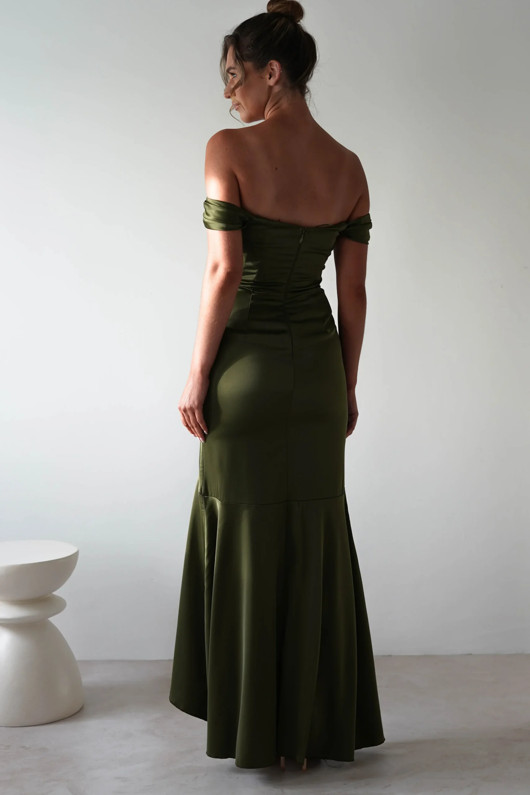 New Amaretta Soft Satin Maxi Dress | Olive Lange Kleider|Maxikleider