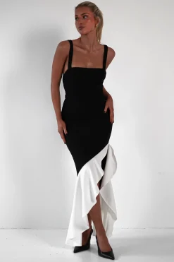 Fashion Amelia Contrast Maxi Dress | Black/White Lange Kleider|Maxikleider