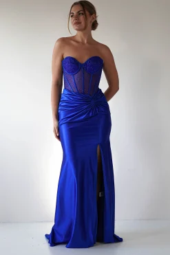 Hot Andrina Rhinestone Strapless Gown | Royal Blue Sommerkleider|Sommerkleider